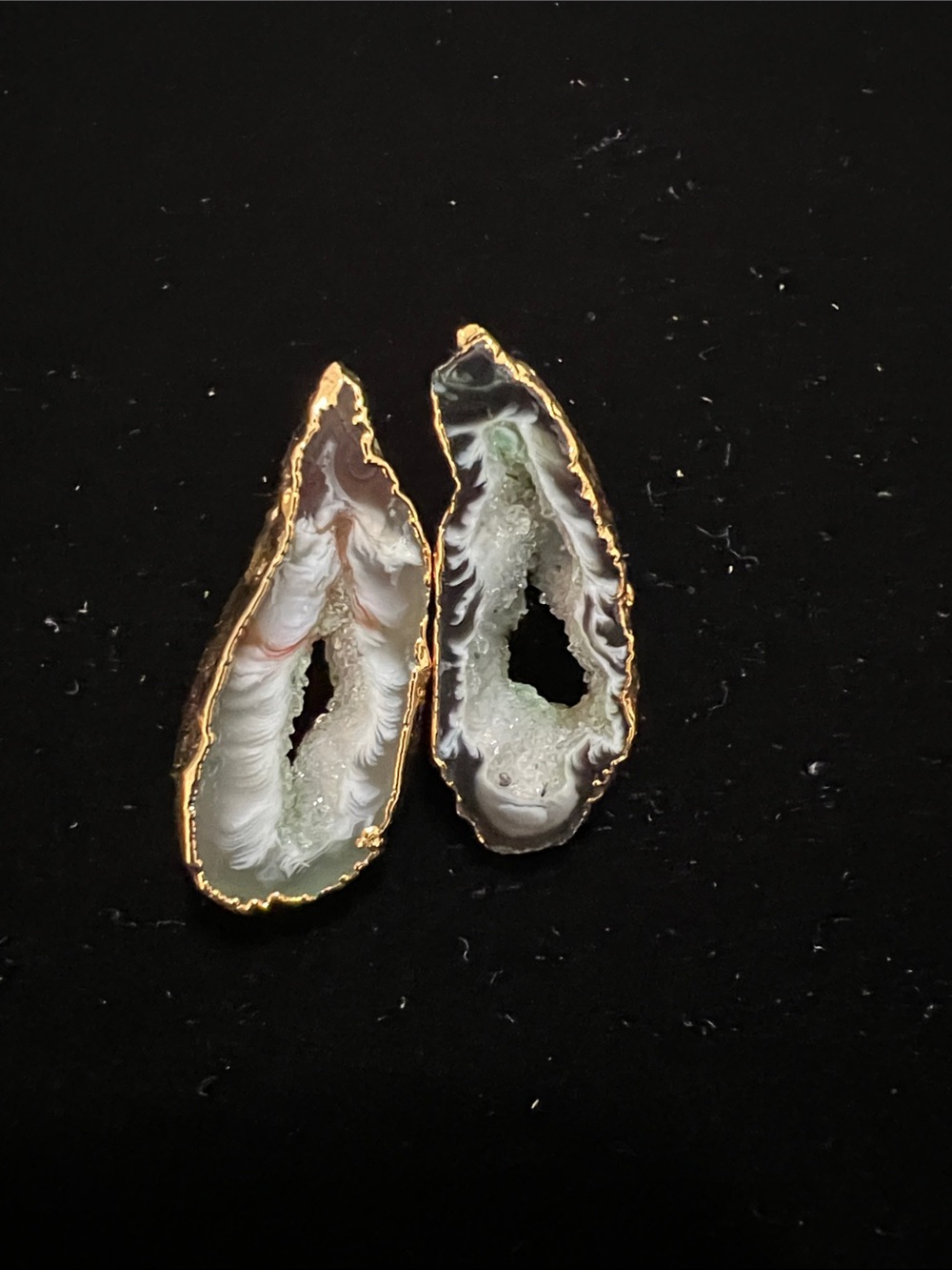 Dara Ettinger 14k plated Gold Plated Natural Agate Slice Geode Statement Earring